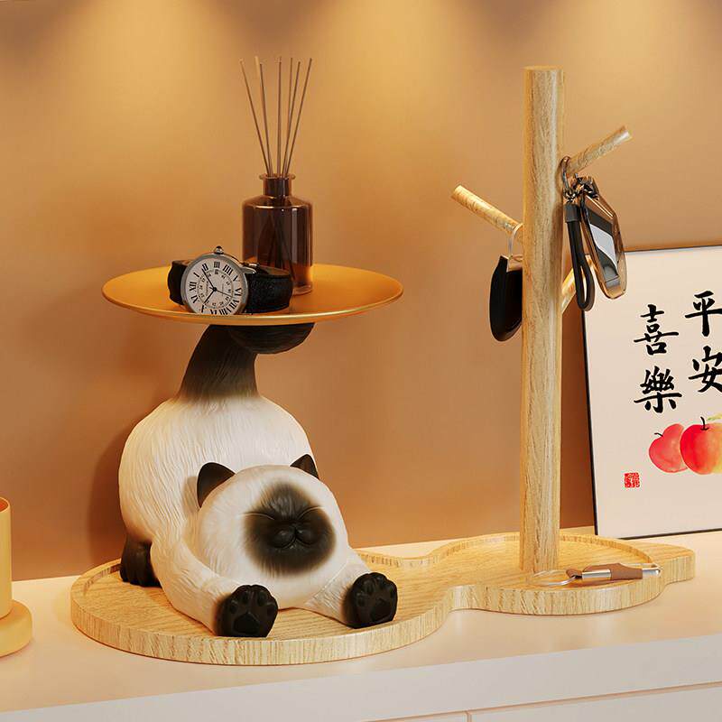 泰国猫卡通桌面收纳摆件入户玄关客厅电视柜沙发旁高级感家居饰品