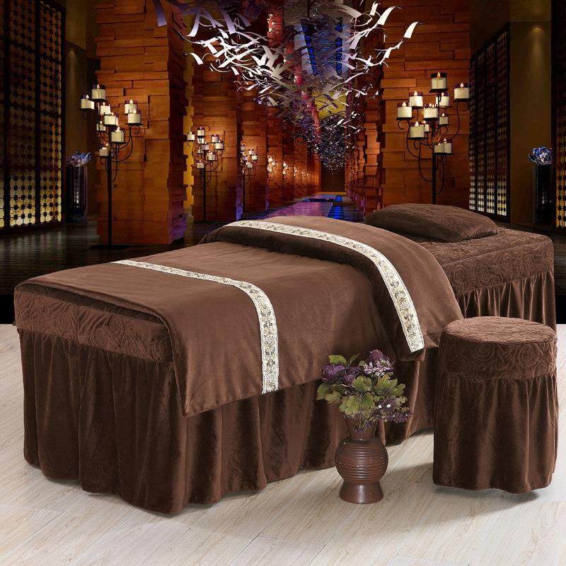 新款韩式保暖美容床罩四件套包邮美体按摩熏蒸床品定做咖啡色,床上用品,床罩,淘宝优惠券,粉丝福利购,淘宝优惠卷