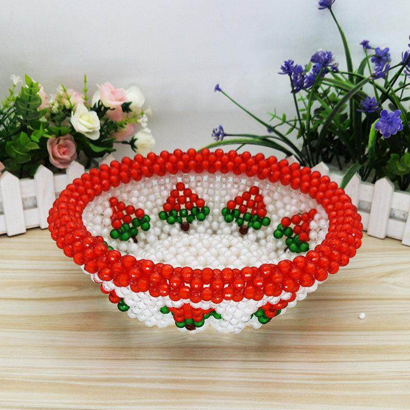手工串珠果盘穿珠喜庆结婚客厅家用饰品工艺品简约摆件水果篮成品,家居饰品,果盘/果篓,淘宝优惠券,粉丝福利购,淘宝优惠卷