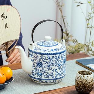 餐厅酒店饭店用陶瓷茶壶带过滤大号提梁单壶家用茶水壶夏季凉水壶
