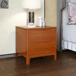 全实木超窄床头柜榉木简约现代中式小型家用卧室床边置物柜原木色