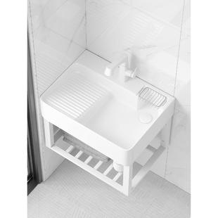 洗手盆洗衣盆简易不锈钢支架盆组合家用卫生间洗脸盆 阳台挂墙式