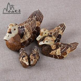 纯手工民间工艺鸳鸯笋壳笋皮编织制作竹编鸭子茶宠摆件 居家饰品