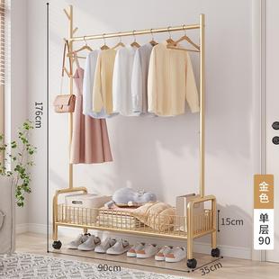 简易室晾衣架落晒地折叠带衣轮可移动阳台内卧室家用衣服架子帽架