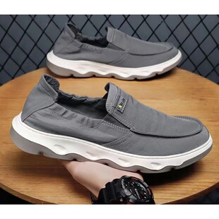 韩版 老北京帆布鞋 潮流时尚 休闲透气2024一脚蹬懒人鞋 男士 男鞋 板鞋