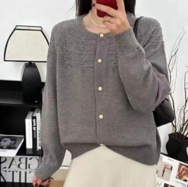 镂空波浪开衫纯色百搭小个子