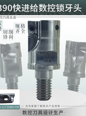 R390可换式螺纹刀头高精抗震锁牙式铣刀头适用R390-11T308铣刀片