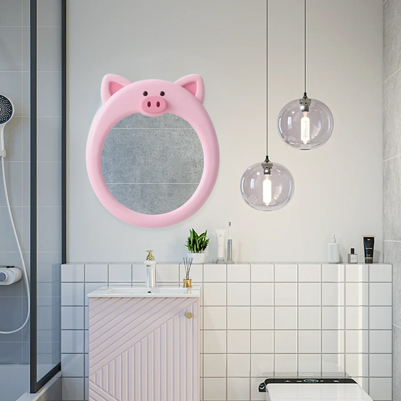 可爱不规则墙面装饰镜ins卡通智能发光浴室镜儿童房高清梳妆镜子