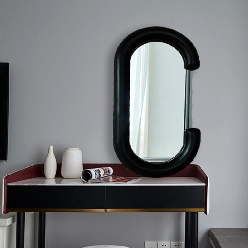 简约C造型异形台式梳妆镜化妆镜子女高级感不规则卫生间装饰镜子