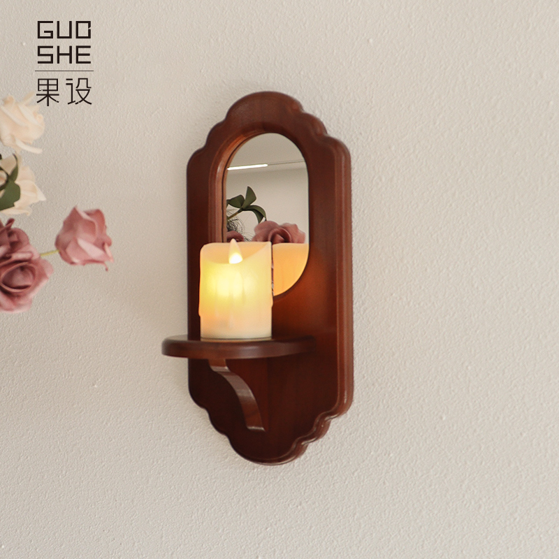 果设墙面装饰中古风实木烛台