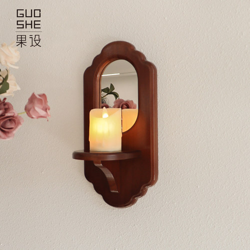 果设墙面装饰中古风实木烛台