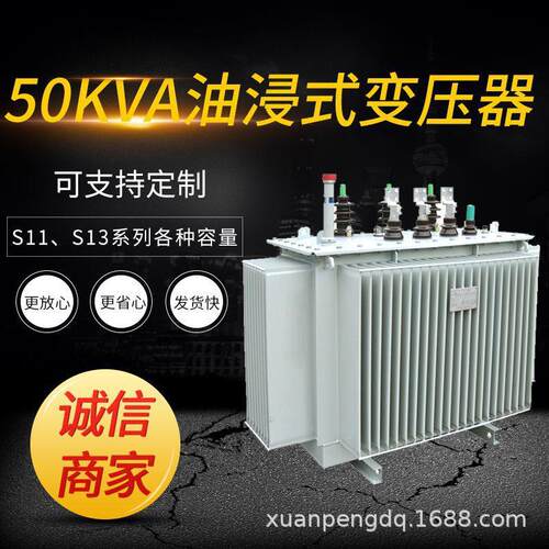 三相油浸式电力变压器 S13-M-50kVA/10/0.4kV 全铜芯 足功率供应