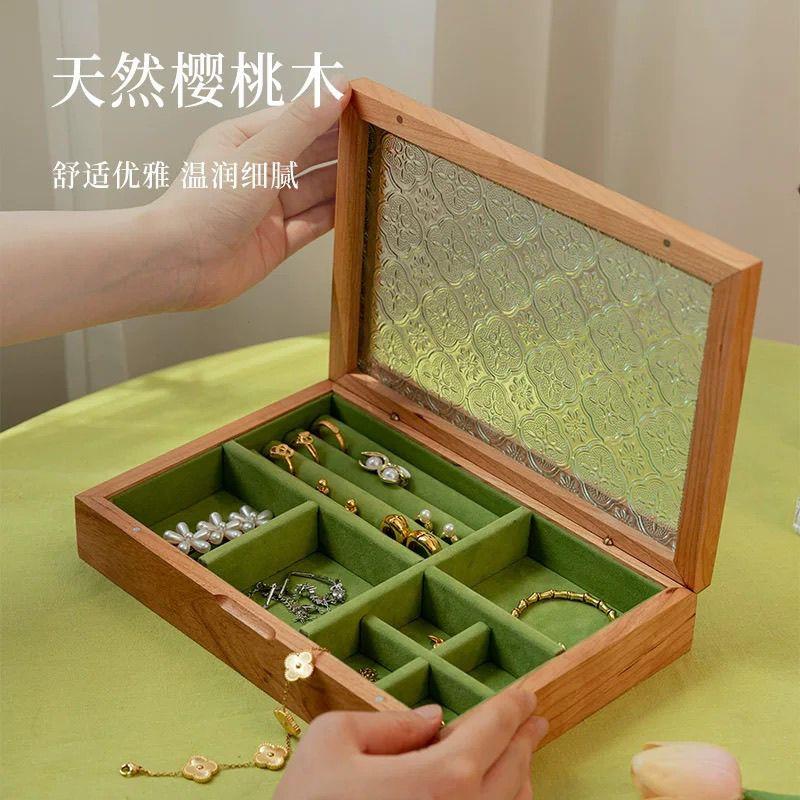 樱桃木首饰盒收纳盒复古