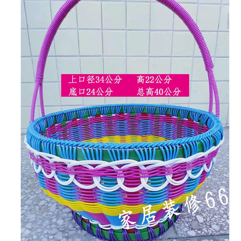 纯手工编织篮购物藤编提菜篮传统水果篮野餐篮收纳筐拜神宠物篮子