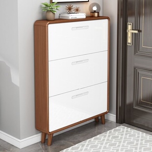 纯实木鞋柜超薄大容量家用门口小户型翻斗式简约现代门厅柜省空间