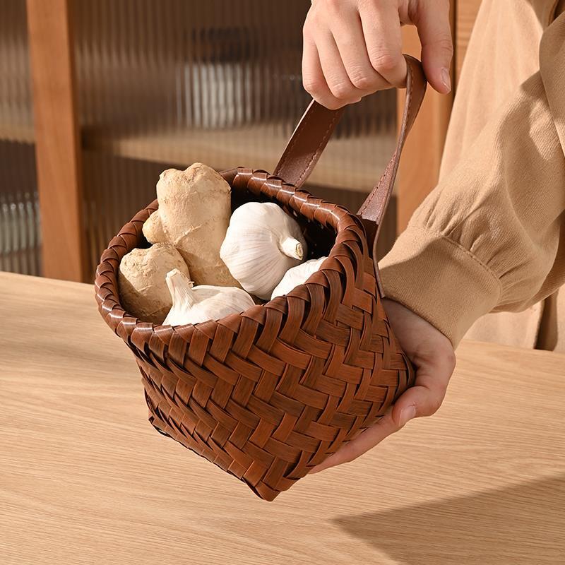 厨房葱姜蒜收纳筐家用墙上壁挂仿藤编织篮鸡蛋收纳篮编织储物筐