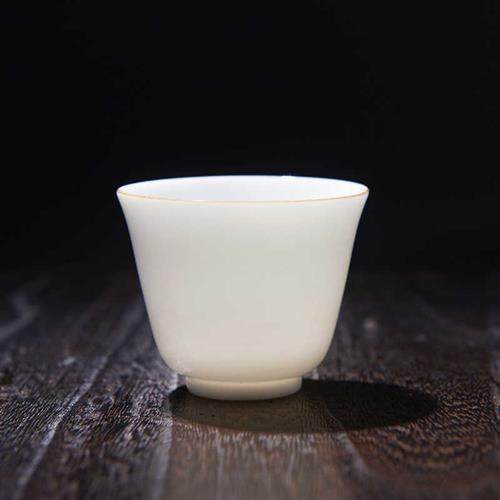 汉唐白瓷茶杯 斗笠杯家用 主人杯功夫茶具玉瓷单杯品茗小杯