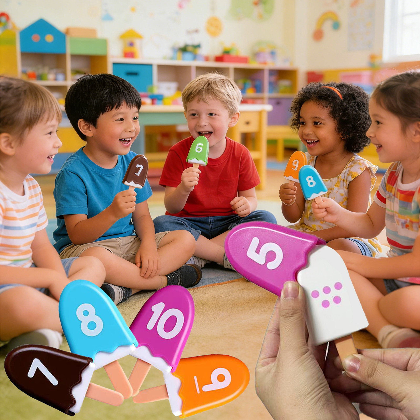 幼儿园数字冰棍雪糕玩具颜色配对