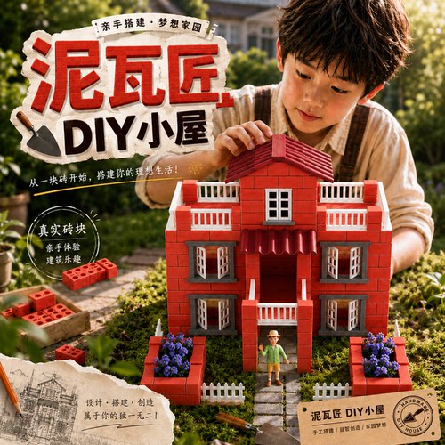 泥瓦匠砌墙微缩场景拼装模型