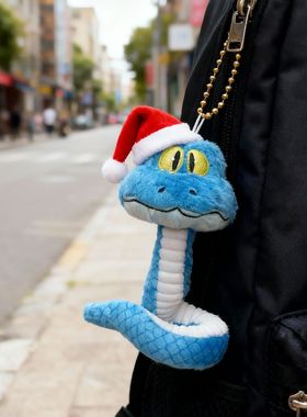 疯狂动物盖瑞城新款蓝色蛇毛绒玩偶可捏造型新年礼物玩具挂件公仔