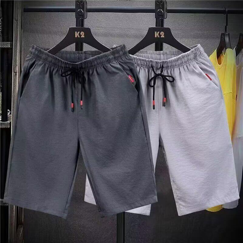 夏季亚麻短裤男加肥加大码日系潮胖宽松中裤五分裤休闲薄款沙滩裤