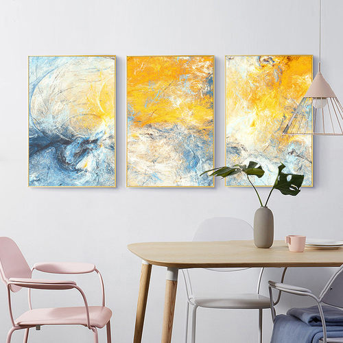 1389客厅装饰画抽象现代简约沙发E背景墙壁画北欧风格墙面三联挂