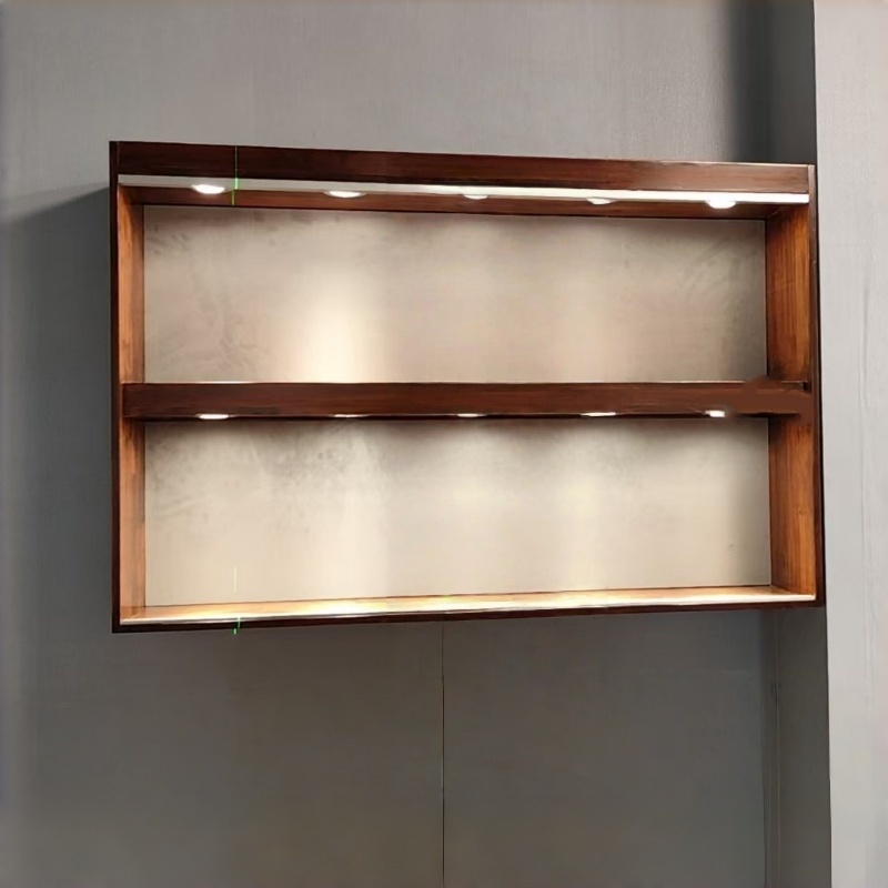 复古实木墙上玻璃荣誉珠宝饰品展示悬空墙面挂墙壁龛嵌入式展壁柜