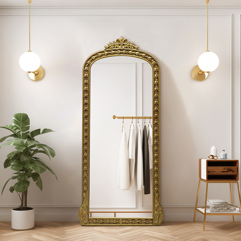 法式奢华高档雕花落地全身镜衣帽间高清壁挂穿衣镜服装店试衣镜子