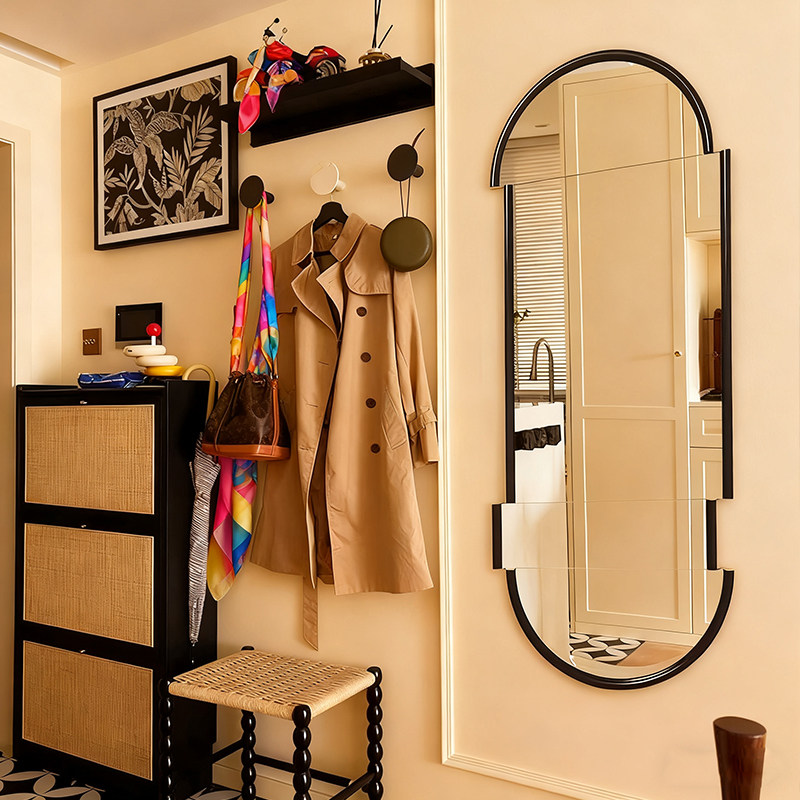 北欧壁挂全身镜创意玄关装饰镜不规则客厅衣帽间穿衣镜落试衣镜子