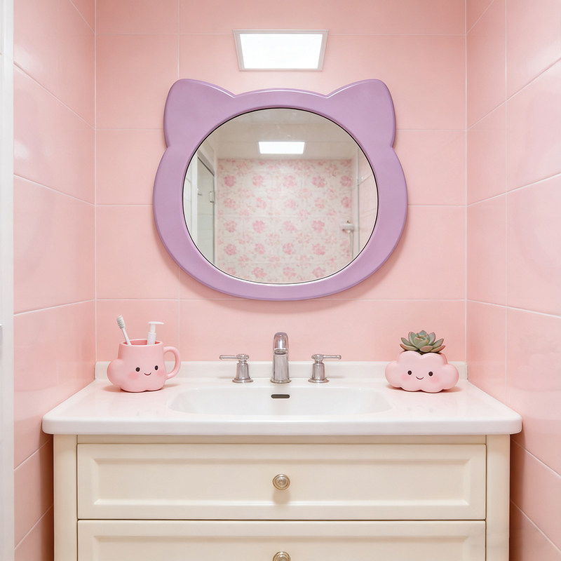 可爱造型儿童卫生间壁挂智能浴室镜创意艺术装饰镜卧室梳妆化妆镜