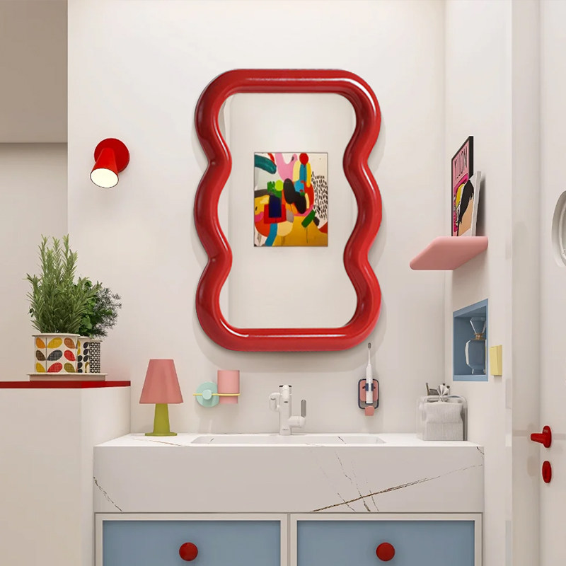 网红ins波浪形卧室化妆镜北欧轻奢高颜值卫生间智能led浴室镜装饰,住宅家具,化妆镜,淘宝优惠券,粉丝福利购,淘宝优惠卷