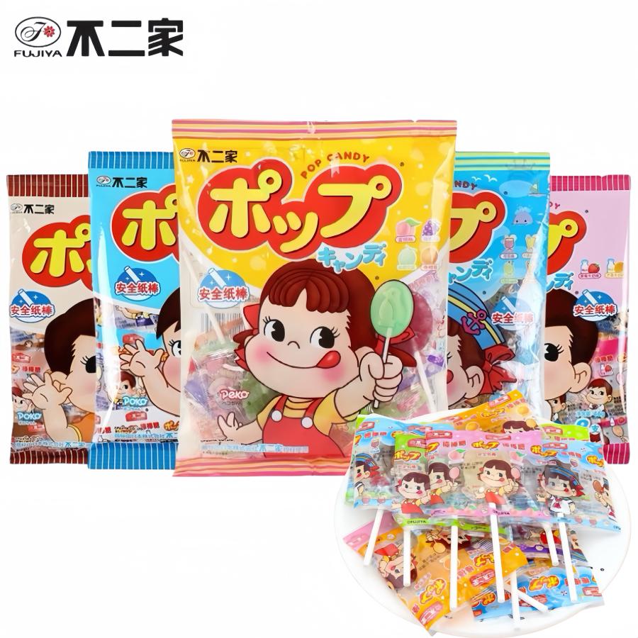 不二家棒棒糖香橙葡萄水果味儿童糖果8支袋装网红零食儿童礼物