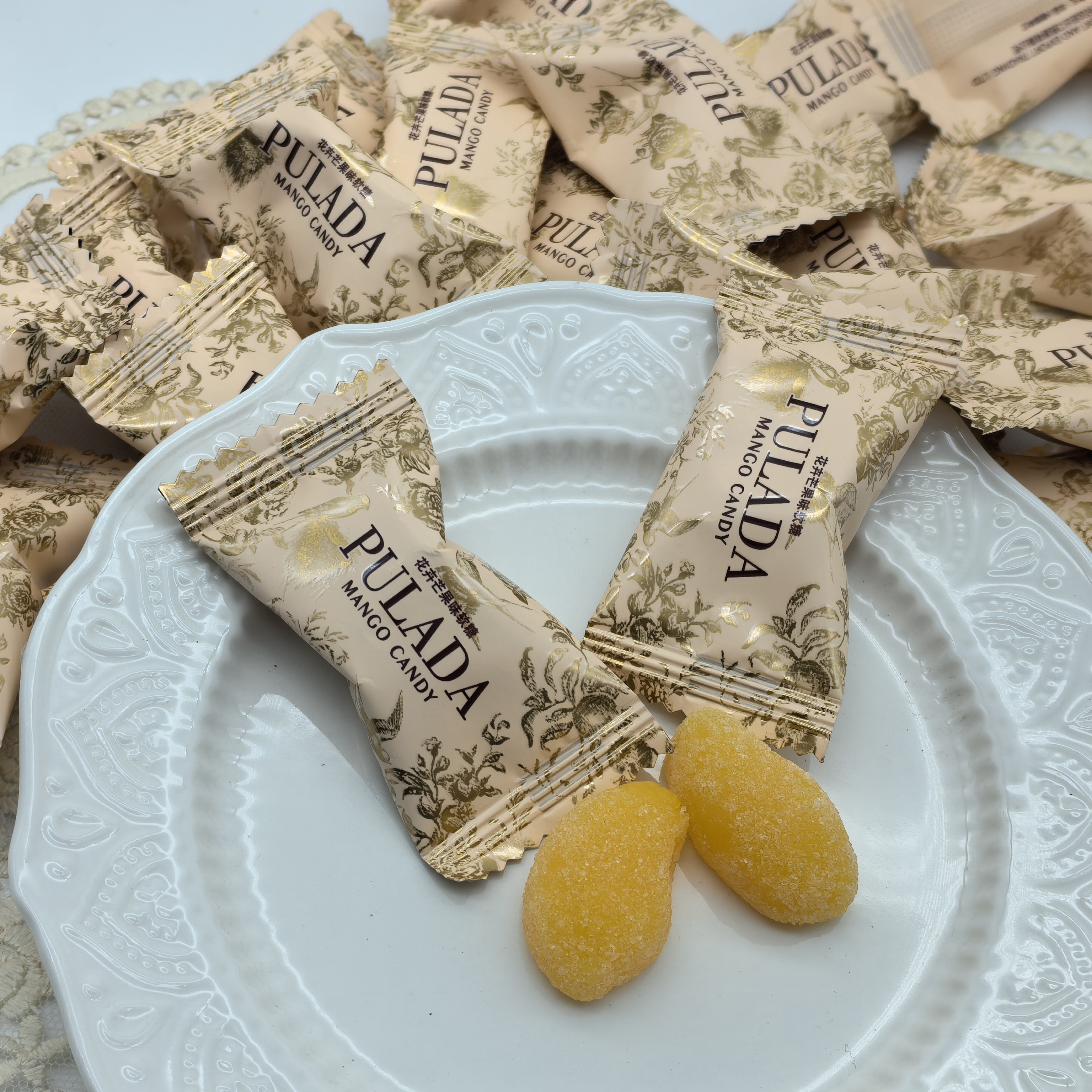 英国pulada朴拉达花卉芒果味软糖高端喜糖果汁糖伴手礼水果糖散装
