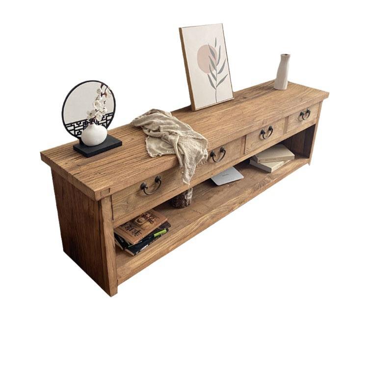 北方老榆木家具老门板风化纹理简约式电视柜展厅博古架茶桌椅组合