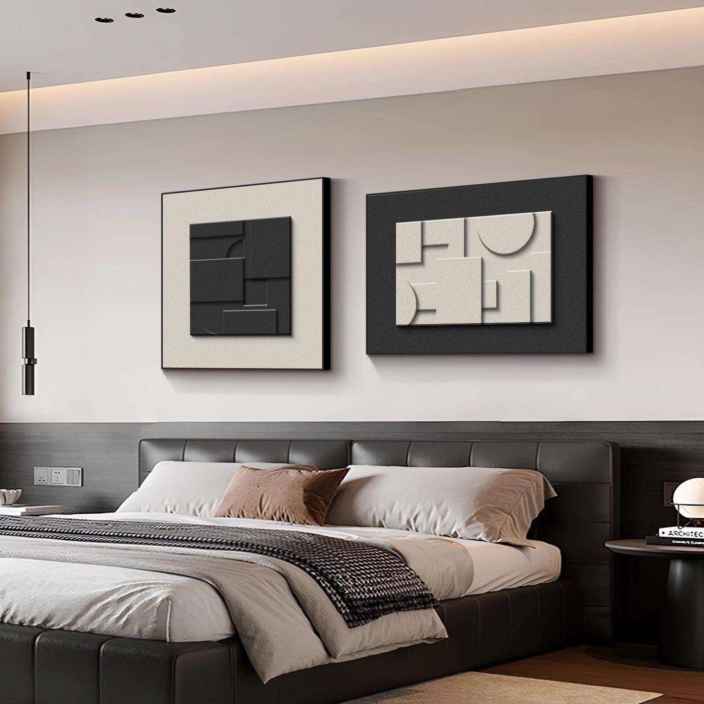 现代极简主义卧室床头装饰画高端房主卧室背景墙挂画抽象艺术壁画,家居饰品,现代装饰画,淘宝优惠券,粉丝福利购,淘宝优惠卷