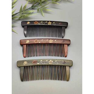 微凹黄檀紫光檀绿檀镶嵌插齿木梳细齿密梳节日礼品