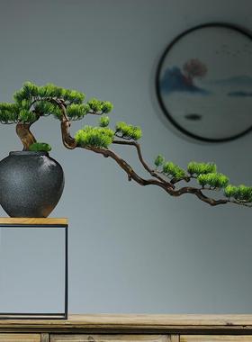 新中式仿真绿植迎客松盆景酒店茶室桌面玄关居家装饰品微景观摆件