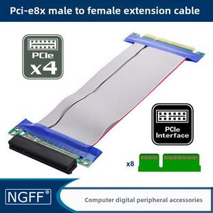 PCI-E 3.0 x8公对母延长线 pcie Riser卡8x带供电直插卡测试显卡P