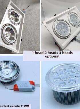 Cob双头豆胆灯方孔筒灯简单内胆三头嵌入式Led格栅灯15X15商场