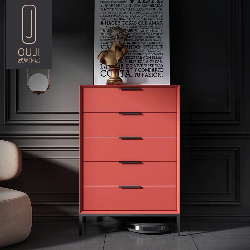 欧集家居意式极简五斗柜简约现代轻奢储物实木收纳北欧卧室床尾柜
