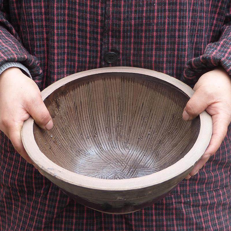 潮汕擂钵家用海丰牙钵擂咸茶工具陶瓷捣碎罐研磨器老式客家擂茶钵