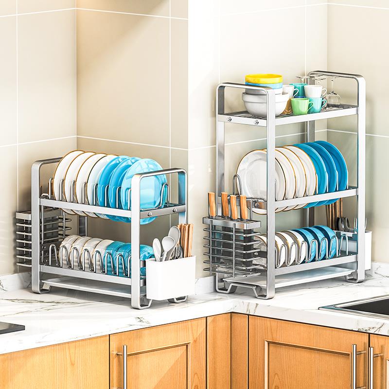 不锈钢碗架厨房置物架家用碗柜多功能碗碟收纳架放碗筷碗盘沥水架