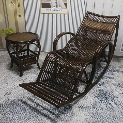 天然藤编逍遥椅家用阳台休闲椅庭院户外躺椅单人摇椅老人午休椅子