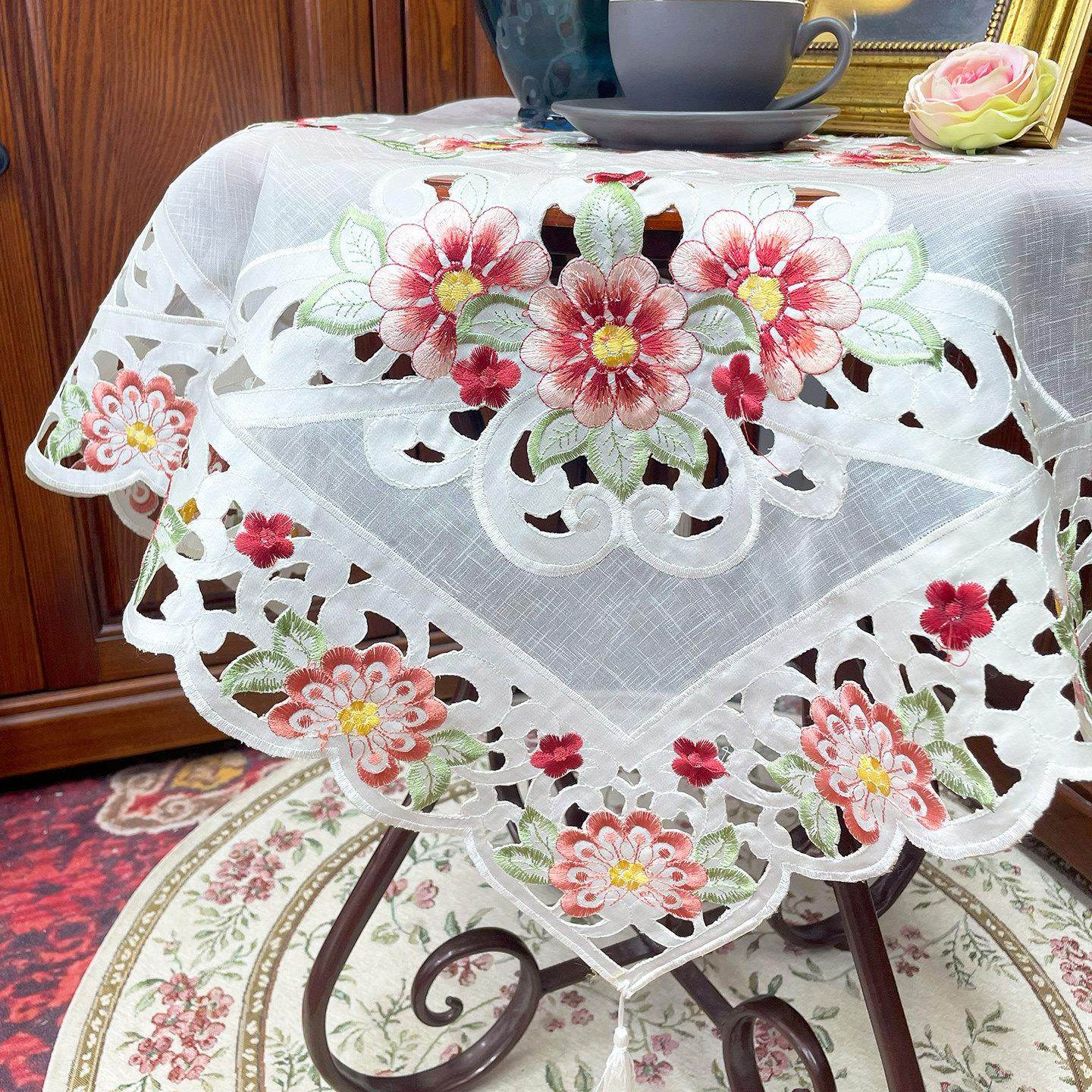 法式欧式田园重工镂空绣花镂空餐桌布茶几空调电视床头柜满工盖巾,居家布艺,桌布,淘宝优惠券,粉丝福利购,淘宝优惠卷