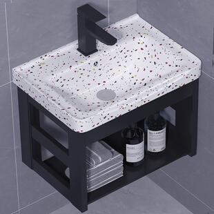 陶瓷洗手盆简易挂盆租房公寓家用洗脸盆 小户型加深防水铝架挂墙式