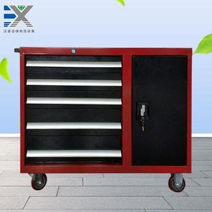 厂家供应带脚轮可移动红黑重型工具柜重型五金零部件工具车柜