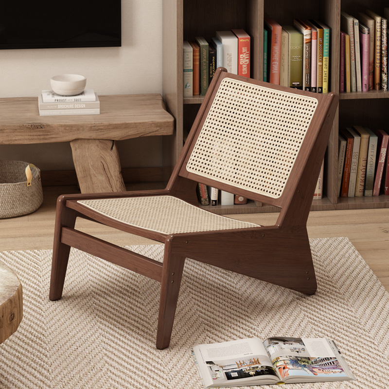 雅庭娜藤编楠竹侘寂风沙发椅