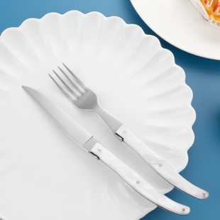 白色西餐餐具不锈钢餐刀牛排刀牛扒叉套装 餐刀餐叉汤匙ins北欧风