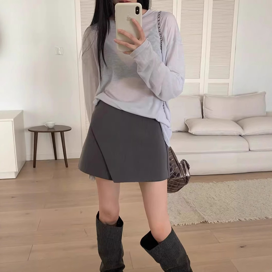 超显瘦西装裙裤女韩版新款纯色百搭直筒短裤辣妹a字半身裙短裙子