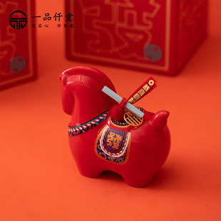 国潮文创马年摆件马上有钱创意摆件企业年会公司乔迁送礼定制logo